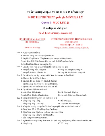 14 Đề thi thử THPT Quốc gia môn Địa lý (Có đáp án)