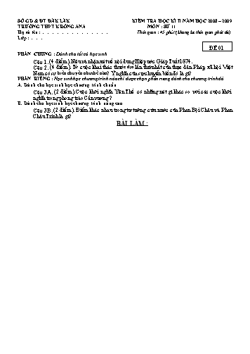 2 Đề kiểm tra học kỳ I môn Lịch sử 11 - Trường THPT Krông Ana (Có đáp án)