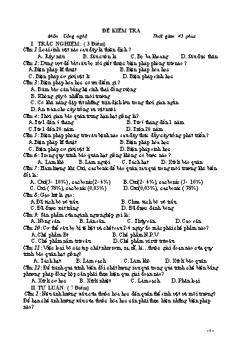 2 Đề kiểm tra môn Công nghệ Lớp 10