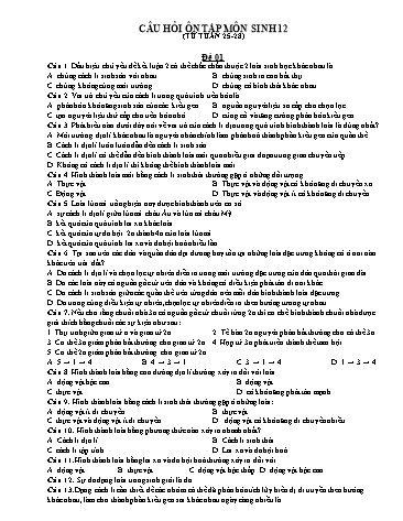 2 Đề ôn tập môn Sinh học Lớp 12 - Tuần 25 đến 28