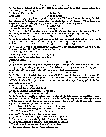 2 Đề ôn tập môn Sinh học Lớp 12
