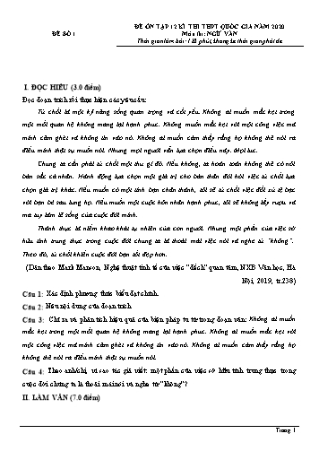 4 Đề ôn tập thi THPT quốc gia năm 2020 môn Ngữ văn
