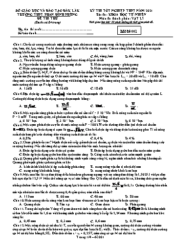 4 Đề thi thử tốt nghiệp THPT quốc gia năm 2021 môn Vật lí - Trường THPT Phan Đình Phùng