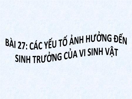 Bài giảng Sinh học 10 - Bài 27: Các yếu tố ảnh hưởng đến sinh trưởng của vi sinh vật