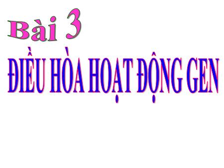 Bài giảng Sinh học 12 - Bài 3: Điều hòa hoạt động gen Bài giảng Sinh học 12 - Bài 3: Điều hòa hoạt động gen
