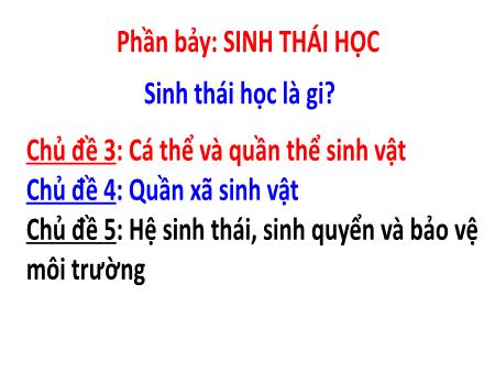 Bài giảng theo chủ đề Sinh học 12 - Chủ đề 3: Cá thể và quần thể sinh vật