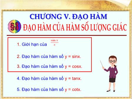 Bài giảng Toán 11 - Bài 3: Đạo hàm của hàm số lượng giác Bài giảng Toán 11 - Bài 3: Đạo hàm của hàm số lượng giác