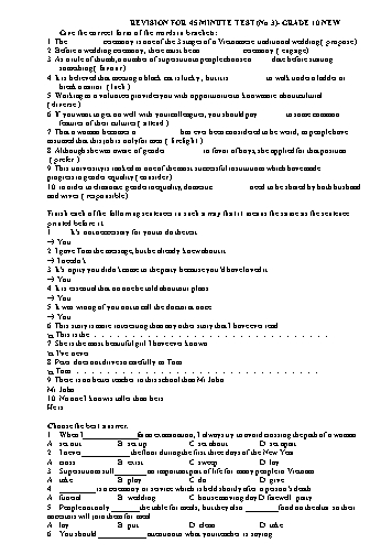 Bài kiểm tra 1 tiết môn Tiếng Anh Lớp 10