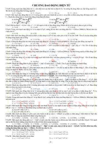 Bài tập ôn tập môn Vật lý 12 - Chương: Dao động điện từ + Sóng ánh sáng