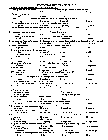 Bài tập ôn Tiếng Anh 10 - Unit 9 đến 11