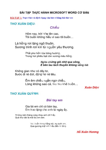 Bài tập thực hành microsoft word cơ bản