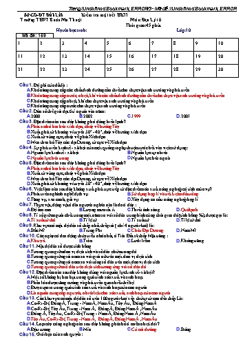 Bộ đề kiểm tra 1 tiết học kì II môn Địa lý 10 - Năm học 2016-2017 - Trường THPT Buôn Ma Thuột (Có đáp án)