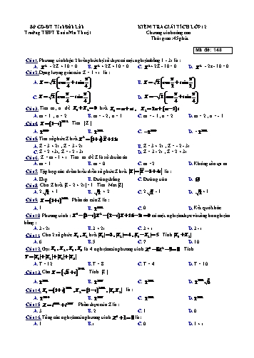 Bộ đề kiểm tra Giải tích Lớp 12 - Trường THPT Buôn Ma Thuột (Có đáp án)