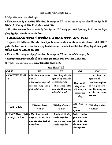 Bộ đề kiểm tra học kì 2 môn Địa lí 12 - Trường THPT Quang Trung (Có đáp án)