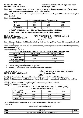 Bộ đề kiểm tra học kì II môn Địa lý 11 - Trường THPT Krông Ana (Có đáp án)