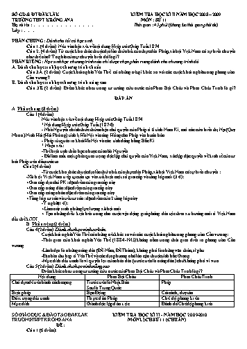 Bộ đề kiểm tra học kì II môn Lịch sử 11 - Trường THPT Krông Ana (Có đáp án)