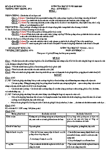 Bộ đề kiểm tra học kì II môn Sinh học 11 - Trường THPT Krông Ana (Có đáp án)
