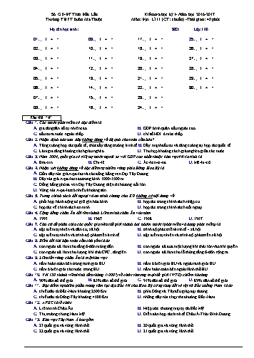 Bộ đề kiểm tra học kỳ I môn Địa lý 11 - Năm học 2016-2017 - Trường THPT Buôn Ma Thuột