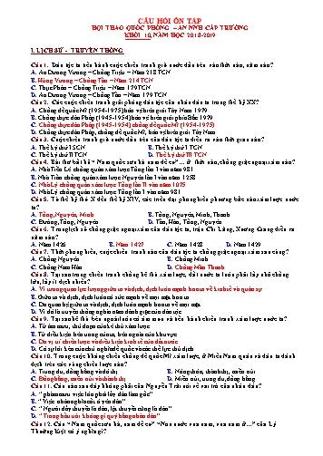 Câu hỏi ôn tập hội thao cấp trường môn Quốc phòng an ninh Khối 10 - Năm học 2018-2019 Câu hỏi ôn tập hội thao cấp trường môn Quốc phòng an ninh Khối 10 - Năm học 2018-2019