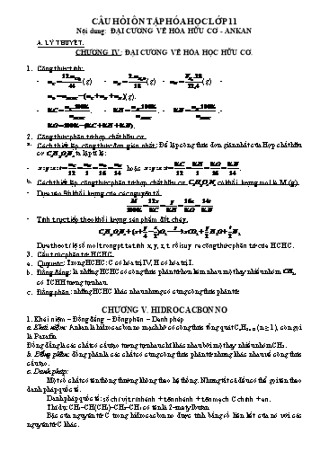 Câu hỏi ôn tập môn Hóa học Lớp 11