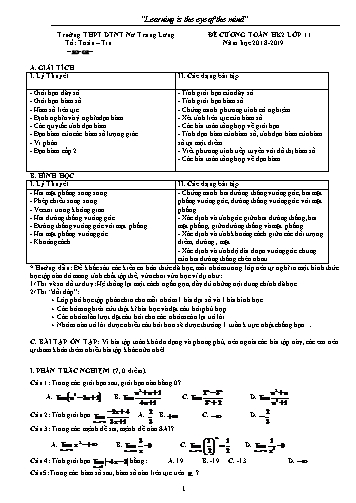 Đề cương học kì 2 môn Toán 11 - Năm học 2018-2019 - Trường THPT DTNT Nơ Trang Lơng