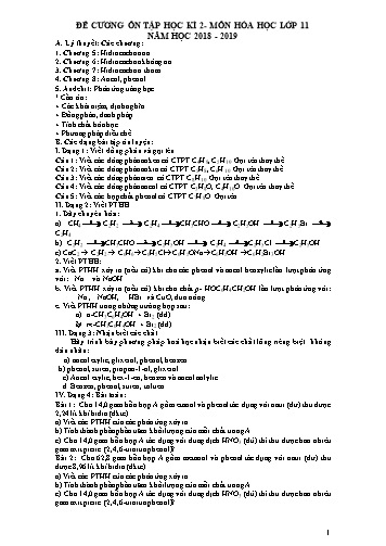 Đề cương ôn tập học kì 2 môn Hóa học Lớp 11 - Năm học 2018-2019