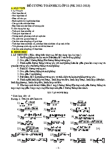 Đề cương ôn tập học kì 2 môn Toán 11