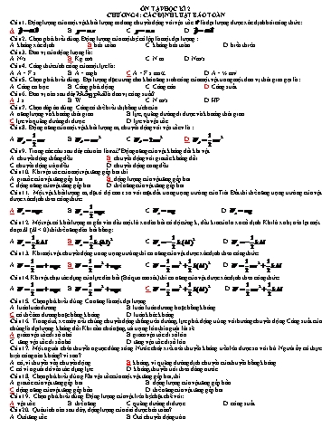 Đề cương ôn tập học kì 2 môn Vật lí 10 - Chương 4 đến Chương 7