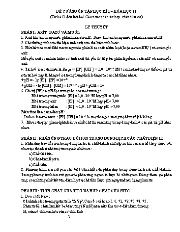 Đề cương ôn tập học kì I môn Hóa học 11
