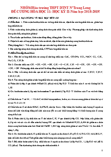 Đề cương ôn tập học kỳ II môn Hóa học 11 - Năm học 2018-2019 - Trường THPT DTNT N’Trang Lơng