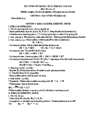 Đề cương ôn tập học kỳ II môn Hóa học Lớp 12 - Năm học 2018-2019