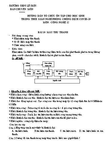 Đề cương ôn tập môn Công nghệ 12 - Trường THPT Lê Trực