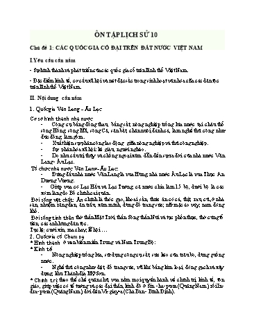 Đề cương ôn tập môn Lịch sử Khối 10
