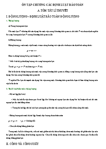 Đề cương ôn tập môn Vật lí 10 - Chương: Các định luật bảo toàn