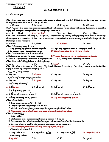 Đề cương ôn tập môn Vật lí Lớp 10 - Chương 4 đến 6 - Trường THPT Lê Trực