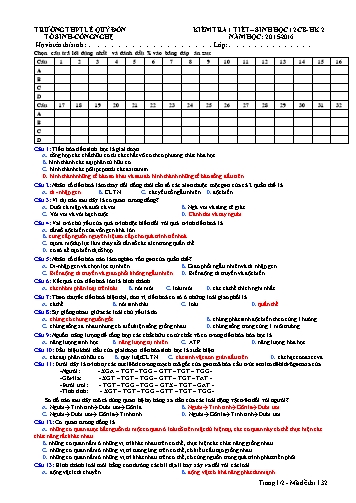 Đề kiểm tra 1 tiết học kì 2 môn Sinh học 12 CB - Mã đề 132 - Năm học 2015-2016 - Trường THPT Lê Quý Đôn (Có đáp án) Đề kiểm tra 1 tiết học kì 2 môn Sinh học 12 CB - Mã đề 132 - Năm học 2015-2016 - Trường THPT Lê Quý Đôn (Có đáp án)