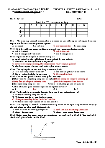 Đề kiểm tra 15 phút môn Sinh học 12 - Mã đề 485 - Năm học 2016-2017 - Trường THPT Lê Quý Đôn (Có đáp án) Đề kiểm tra 15 phút môn Sinh học 12 - Mã đề 485 - Năm học 2016-2017 - Trường THPT Lê Quý Đôn (Có đáp án)