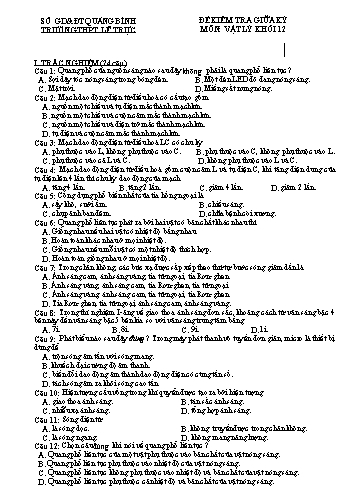 Đề kiểm tra giữa kỳ môn Vật lý Khối 12 - Trường THPT Lê Trực (Có đáp án)