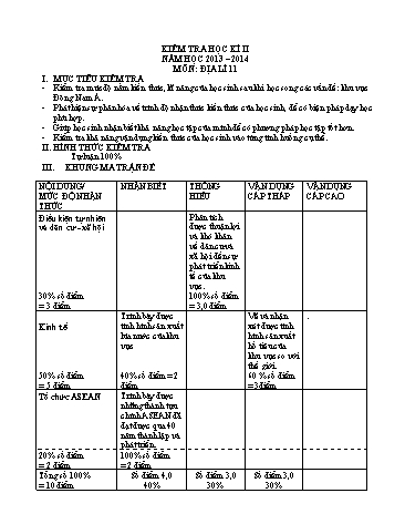 Đề kiểm tra học kì II Địa lí Lớp 11 - Trường THPT Krông Ana (Có đáp án)