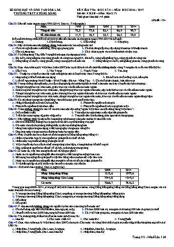 Đề kiểm tra học kì II môn Địa lý 12 - Mã đề 134 - Năm học 2016-2017 - Trường THPT Krông Bông (Kèm đáp án)