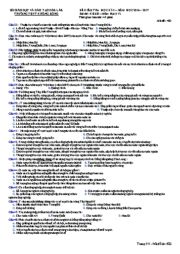 Đề kiểm tra học kì II môn Địa lý 12 - Mã đề 483 - Năm học 2016-2017 - Trường THPT Krông Bông (Kèm đáp án)