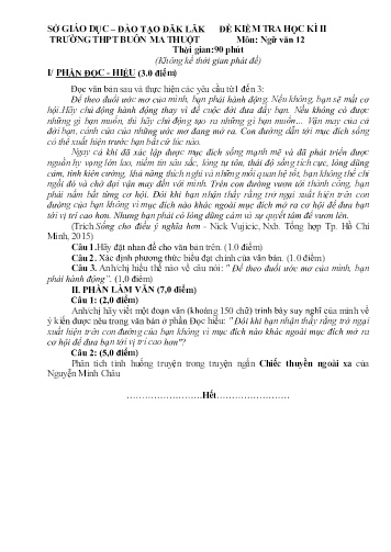 Đề kiểm tra học kì II môn Ngữ văn 12 - Năm học 2016-2017 - Trường THPT Buôn Ma Thuột (Có đáp án)
