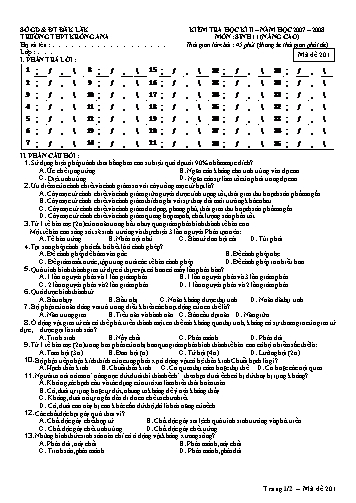 Đề kiểm tra học kì II môn Sinh học 11 (Nâng cao) - Mã đề 201 - Trường THPT Krông Ana
