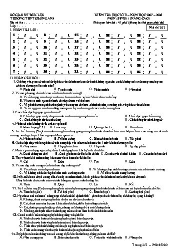 Đề kiểm tra học kì II môn Sinh học 11 (Nâng cao) - Mã đề 202 - Trường THPT Krông Ana Đề kiểm tra học kì II môn Sinh học 11 (Nâng cao) - Mã đề 202 - Trường THPT Krông Ana