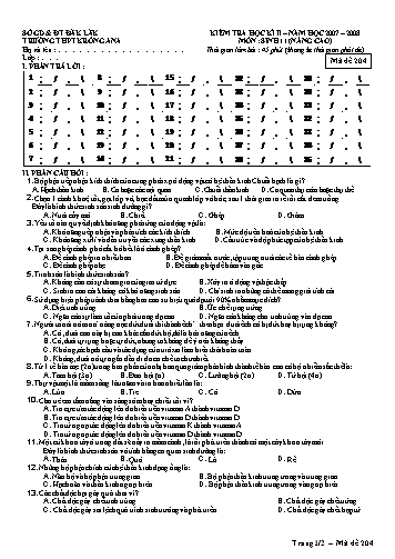 Đề kiểm tra học kì II môn Sinh học 11 (Nâng cao) - Mã đề 204 - Trường THPT Krông Ana