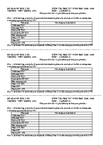Đề kiểm tra học kỳ I môn Lịch sử 10 - Trường THPT Krông Ana (Có đáp án)