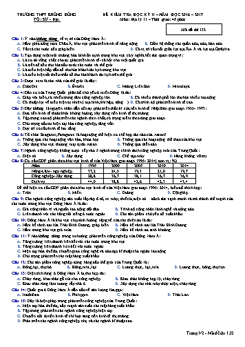 Đề kiểm tra học kỳ II môn Địa lý 11 - Mã đề 132 - Năm học 2016-2017 - Trường THPT Krông Bông (Kèm đáp án)