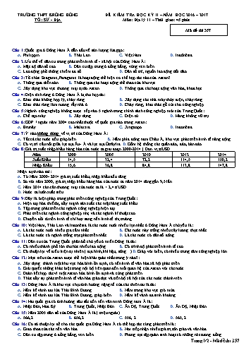 Đề kiểm tra học kỳ II môn Địa lý 11 - Mã đề 357 - Năm học 2016-2017 - Trường THPT Krông Bông (Kèm đáp án)