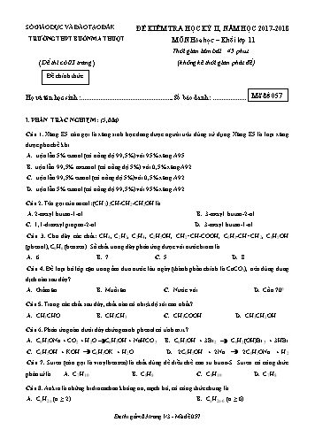 Đề kiểm tra học kỳ II môn Hóa học 11 - Mã đề 057 - Trường THPT Buôn Ma Thuột (Kèm đáp án)