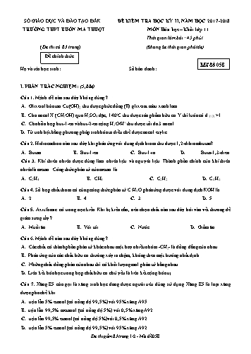 Đề kiểm tra học kỳ II môn Hóa học 11 - Mã đề 058 - Trường THPT Buôn Ma Thuột (Kèm đáp án)